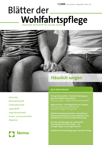 Cover of Volume: Blätter der Wohlfahrtspflege (BdW) Volume 167 (2020), Edition 1