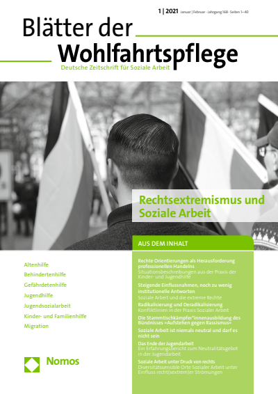 Cover der Ausgabe: Blätter der Wohlfahrtspflege (BdW) Jahrgang 168 (2021), Heft 1