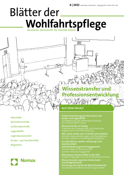 Cover der Ausgabe: Blätter der Wohlfahrtspflege (BdW) Jahrgang 169 (2022), Heft 6