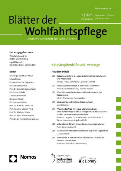 Cover der Ausgabe: Blätter der Wohlfahrtspflege (BdW) Jahrgang 170 (2023), Heft 5