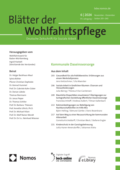 Cover der Ausgabe: Blätter der Wohlfahrtspflege (BdW) Jahrgang 171 (2024), Heft 6