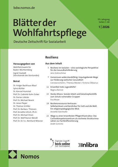 Cover of Volume: Blätter der Wohlfahrtspflege (BdW) Volume 173 (2026), Edition 1