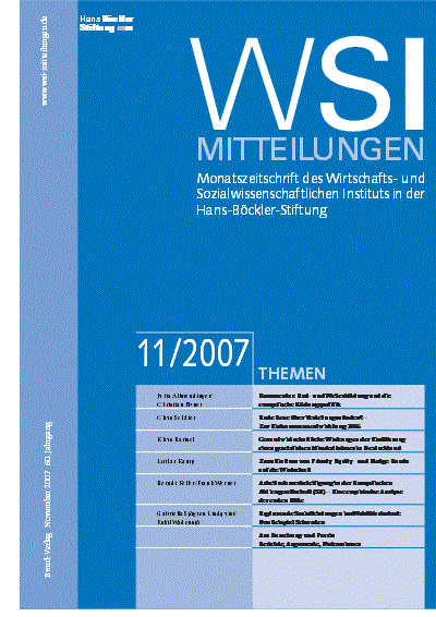 Cover der Ausgabe: WSI-Mitteilungen Jahrgang 60 (2007), Heft 11