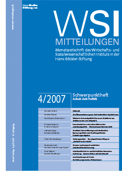 Cover der Ausgabe: WSI-Mitteilungen Jahrgang 60 (2007), Heft 4