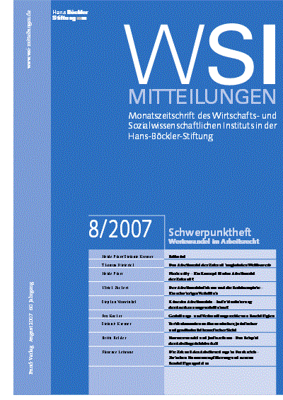 Cover der Ausgabe: WSI-Mitteilungen Jahrgang 60 (2007), Heft 8