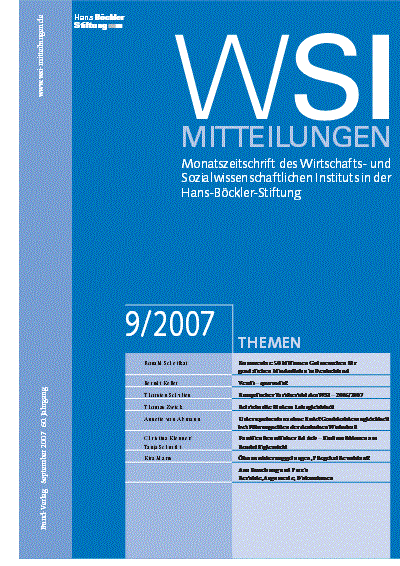 Cover der Ausgabe: WSI-Mitteilungen Jahrgang 60 (2007), Heft 9