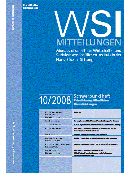 Cover der Ausgabe: WSI-Mitteilungen Jahrgang 61 (2008), Heft 10