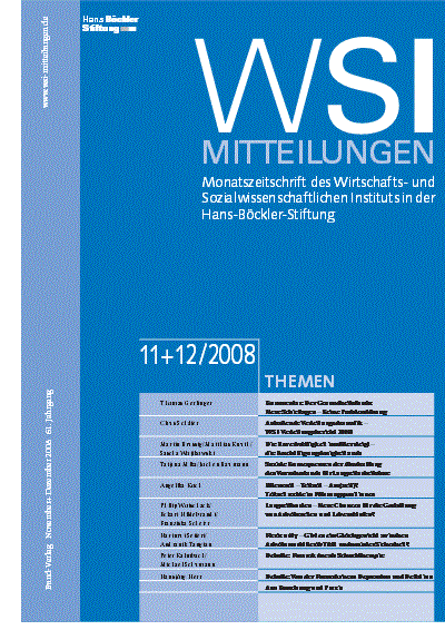 Cover der Ausgabe: WSI-Mitteilungen Jahrgang 61 (2008), Heft 11-12
