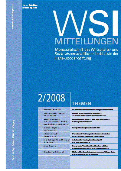 Cover der Ausgabe: WSI-Mitteilungen Jahrgang 61 (2008), Heft 2