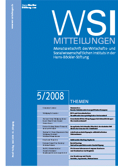 Cover der Ausgabe: WSI-Mitteilungen Jahrgang 61 (2008), Heft 5