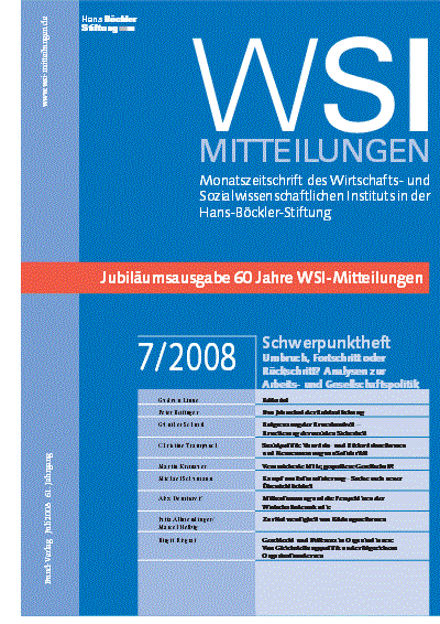 Cover der Ausgabe: WSI-Mitteilungen Jahrgang 61 (2008), Heft 7