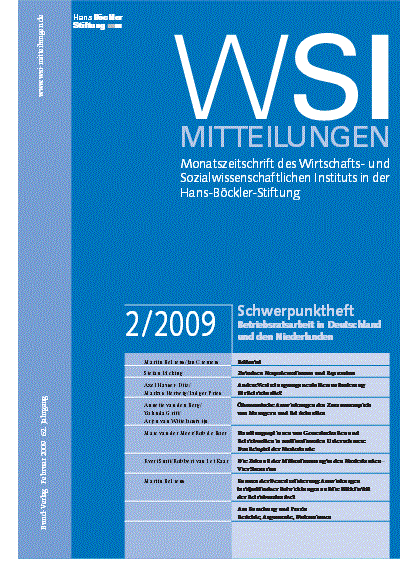 Cover der Ausgabe: WSI-Mitteilungen Jahrgang 62 (2009), Heft 2