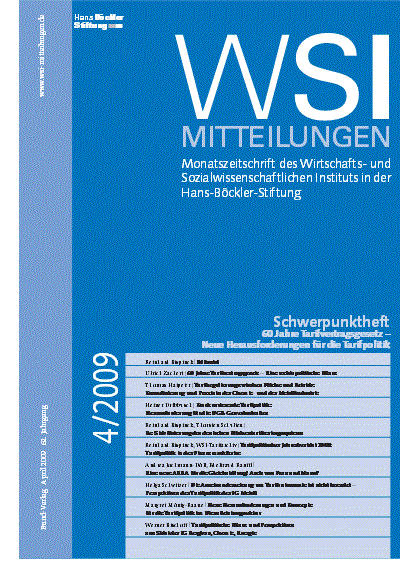 Cover der Ausgabe: WSI-Mitteilungen Jahrgang 62 (2009), Heft 4