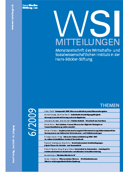 Cover der Ausgabe: WSI-Mitteilungen Jahrgang 62 (2009), Heft 6