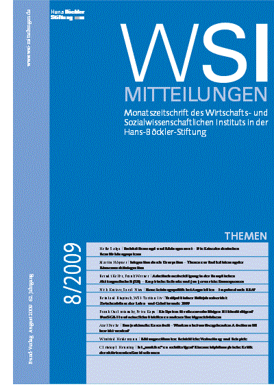 Cover der Ausgabe: WSI-Mitteilungen Jahrgang 62 (2009), Heft 8
