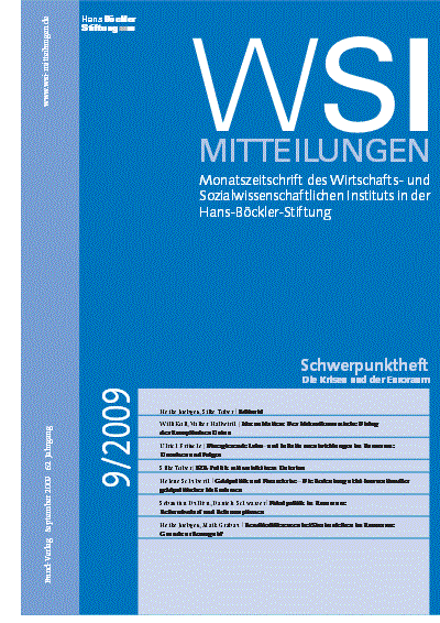 Cover der Ausgabe: WSI-Mitteilungen Jahrgang 62 (2009), Heft 9