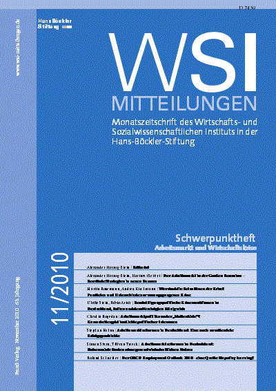 Cover der Ausgabe: WSI-Mitteilungen Jahrgang 63 (2010), Heft 11