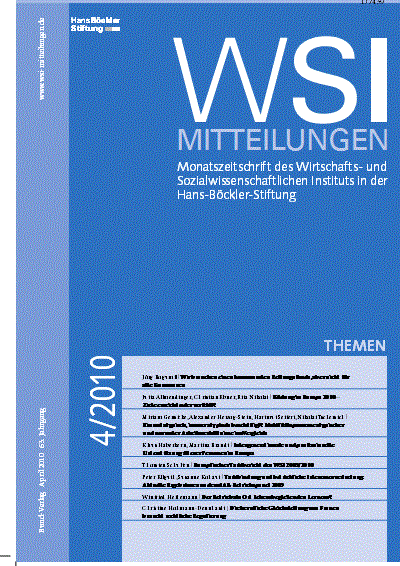 Cover der Ausgabe: WSI-Mitteilungen Jahrgang 63 (2010), Heft 4