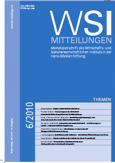 Cover der Ausgabe: WSI-Mitteilungen Jahrgang 63 (2010), Heft 6