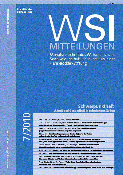 Cover der Ausgabe: WSI-Mitteilungen Jahrgang 63 (2010), Heft 7