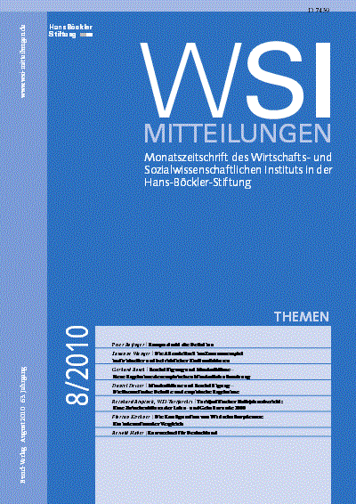 Cover der Ausgabe: WSI-Mitteilungen Jahrgang 63 (2010), Heft 8