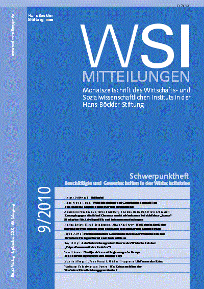 Cover der Ausgabe: WSI-Mitteilungen Jahrgang 63 (2010), Heft 9