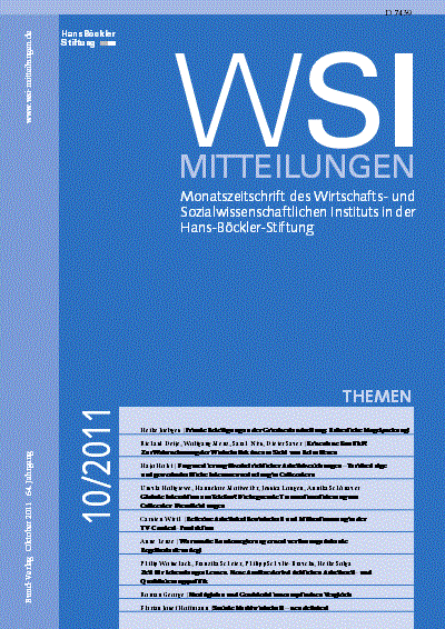 Cover der Ausgabe: WSI-Mitteilungen Jahrgang 64 (2011), Heft 10