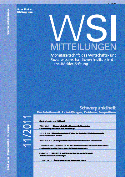 Cover der Ausgabe: WSI-Mitteilungen Jahrgang 64 (2011), Heft 11
