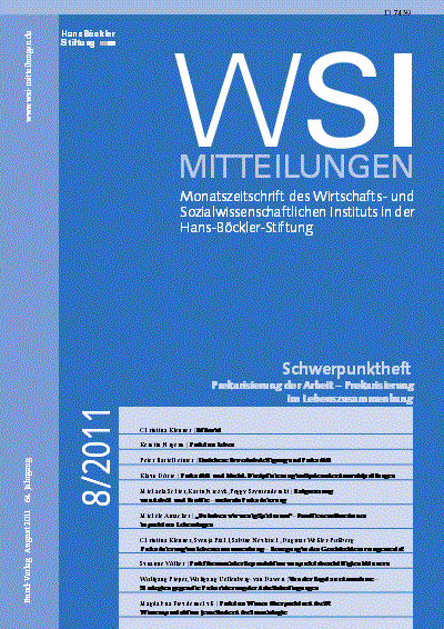 Cover der Ausgabe: WSI-Mitteilungen Jahrgang 64 (2011), Heft 8
