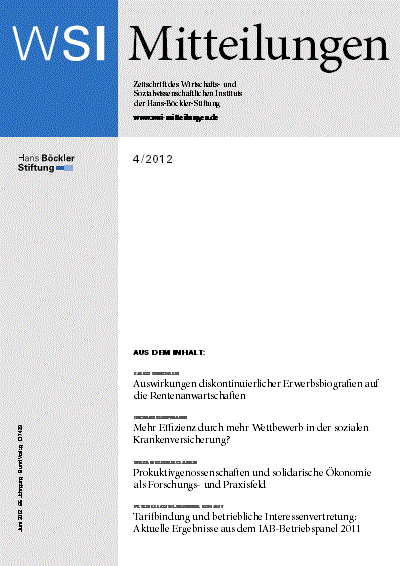 Cover der Ausgabe: WSI-Mitteilungen Jahrgang 65 (2012), Heft 4