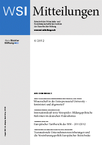 Cover der Ausgabe: WSI-Mitteilungen Jahrgang 65 (2012), Heft 6