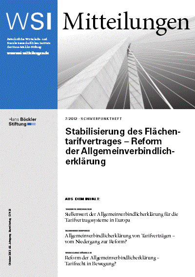 Cover der Ausgabe: WSI-Mitteilungen Jahrgang 65 (2012), Heft 7