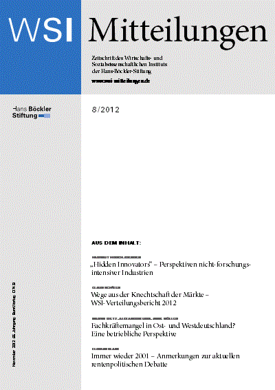 Cover der Ausgabe: WSI-Mitteilungen Jahrgang 65 (2012), Heft 8