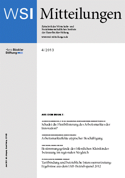 Cover der Ausgabe: WSI-Mitteilungen Jahrgang 66 (2013), Heft 4