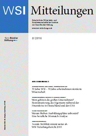Cover der Ausgabe: WSI-Mitteilungen Jahrgang 69 (2016), Heft 8