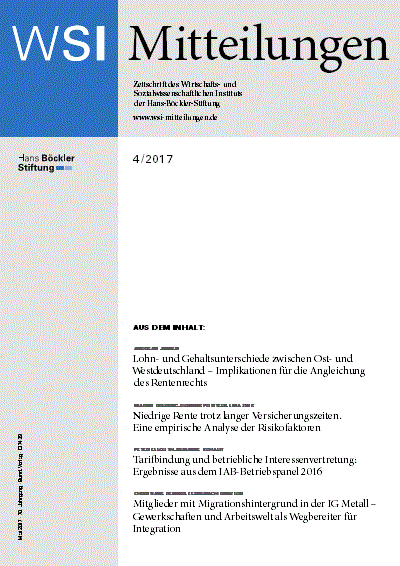 Cover der Ausgabe: WSI-Mitteilungen Jahrgang 70 (2017), Heft 4