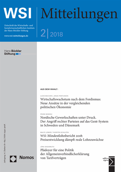 Cover der Ausgabe: WSI-Mitteilungen Jahrgang 71 (2018), Heft 2