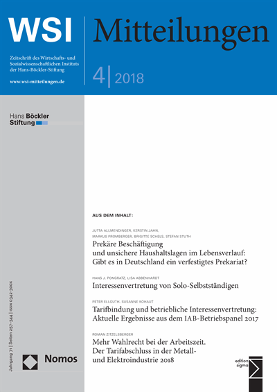 Cover der Ausgabe: WSI-Mitteilungen Jahrgang 71 (2018), Heft 4