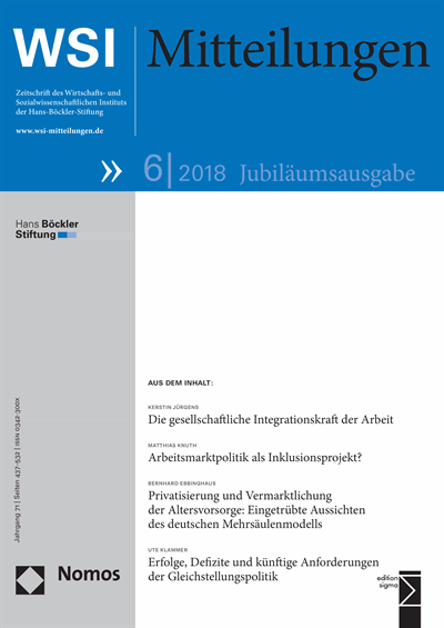 Cover der Ausgabe: WSI-Mitteilungen Jahrgang 71 (2018), Heft 6