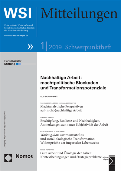 Cover der Ausgabe: WSI-Mitteilungen Jahrgang 72 (2019), Heft 1