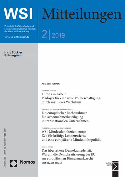 Cover der Ausgabe: WSI-Mitteilungen Jahrgang 72 (2019), Heft 2