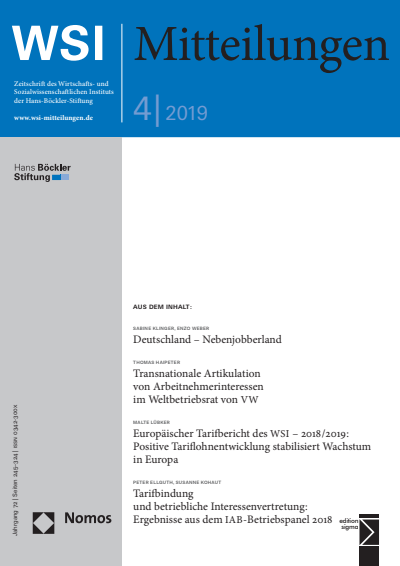 Cover der Ausgabe: WSI-Mitteilungen Jahrgang 72 (2019), Heft 4