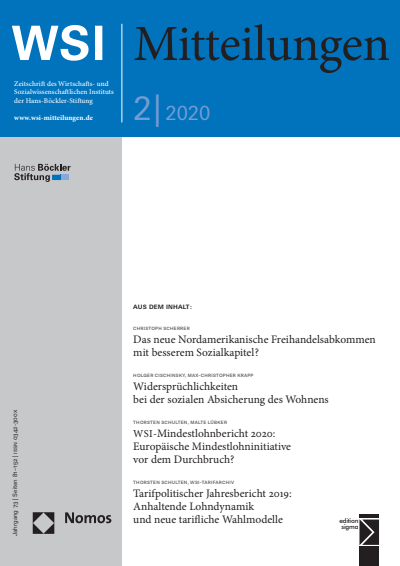 Cover der Ausgabe: WSI-Mitteilungen Jahrgang 73 (2020), Heft 2