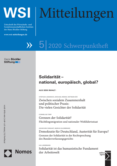 Cover der Ausgabe: WSI-Mitteilungen Jahrgang 73 (2020), Heft 5