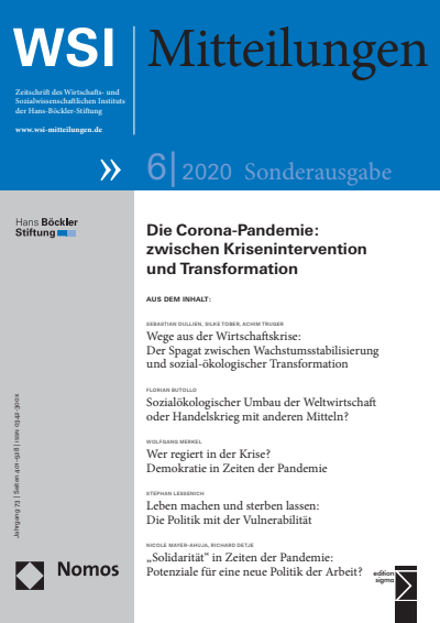 Cover der Ausgabe: WSI-Mitteilungen Jahrgang 73 (2020), Heft 6