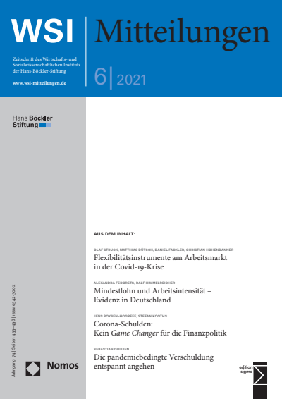 Cover der Ausgabe: WSI-Mitteilungen Jahrgang 74 (2021), Heft 6