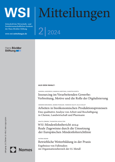 Cover der Ausgabe: WSI-Mitteilungen Jahrgang 77 (2024), Heft 2