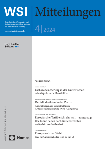 Cover der Ausgabe: WSI-Mitteilungen Jahrgang 77 (2024), Heft 4
