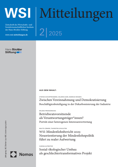 Cover der Ausgabe: WSI-Mitteilungen Jahrgang 78 (2025), Heft 2