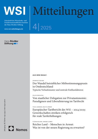 Cover der Ausgabe: WSI-Mitteilungen Jahrgang 78 (2025), Heft 4